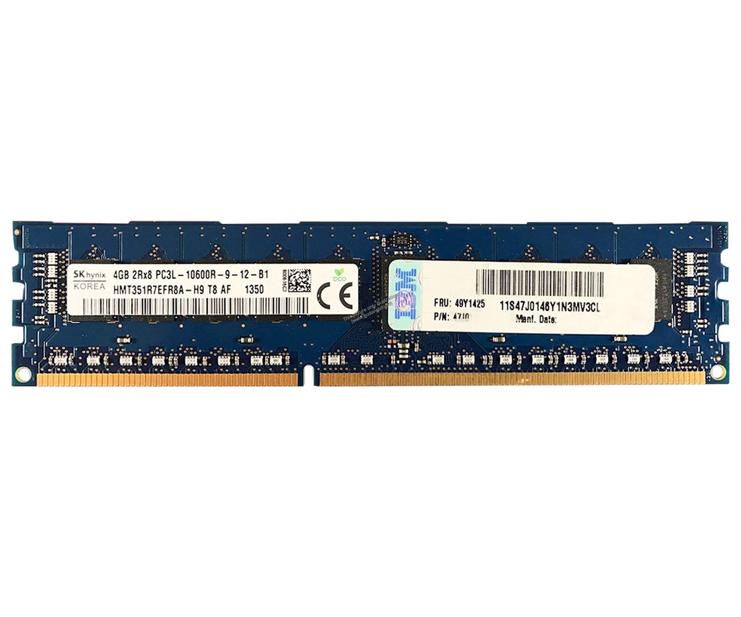IBM 4GB 1X4GB PC3L-10600 CL9-ECC DDR3 1333MHZ LP RDIMM 4 DDR3 1333 49Y1407 49Y1425 47J0146